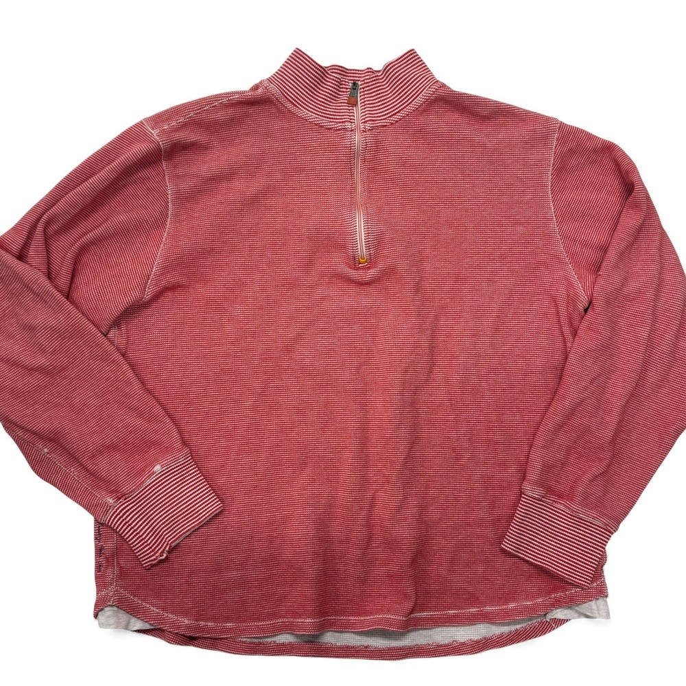 Robert Graham 1/4 Quarter Zip Pullover Sweater Mens Large‎ Red White Striped